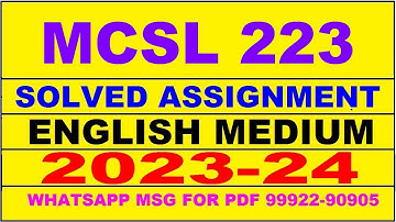 mcsl 223 solved assignment 2023-24 | mcsl 223 solved assignment in english 2024 | mcsl 223 2024