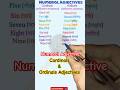 Numeral Adjectives | Cardinals - Ordinals #shorts#short#shortsfeed #english