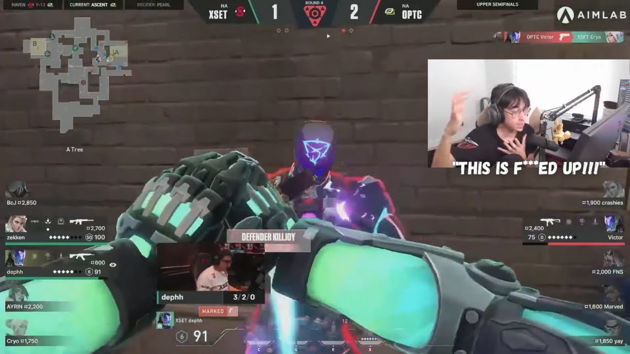 SEN TenZ react to OpTic Victor getting KNIFED vs XSET VCT Champions