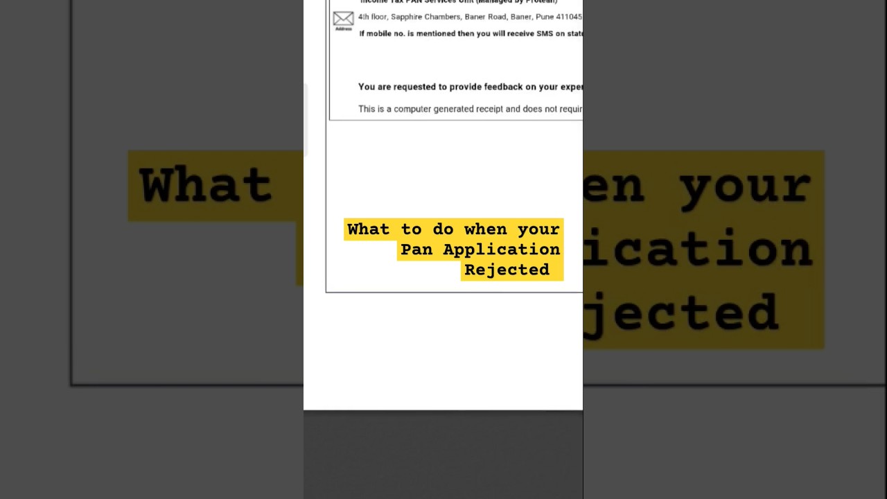 Pan Application Rejected what to do now