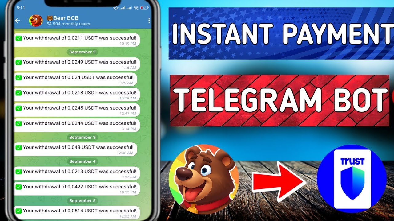 Instant payment telegram bot | Trust wallet withdrawal 💸| Bear Bob Bot | Instant offer 2025