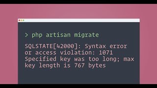 Error In Migration Laravel 5.5, [PDOException]SQLSTATE[42000] Syntax error or access violation 1071