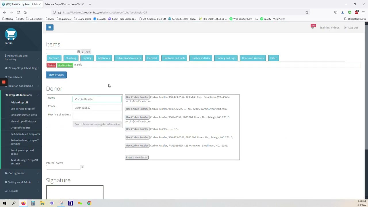 Completing Online Scheduled Drop Off