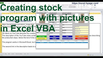 Creating stock program with pictures in Excel VBA   xxx