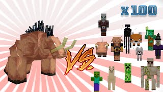 Mutant Hoglin Vs Minecraft Mobs 1vs100