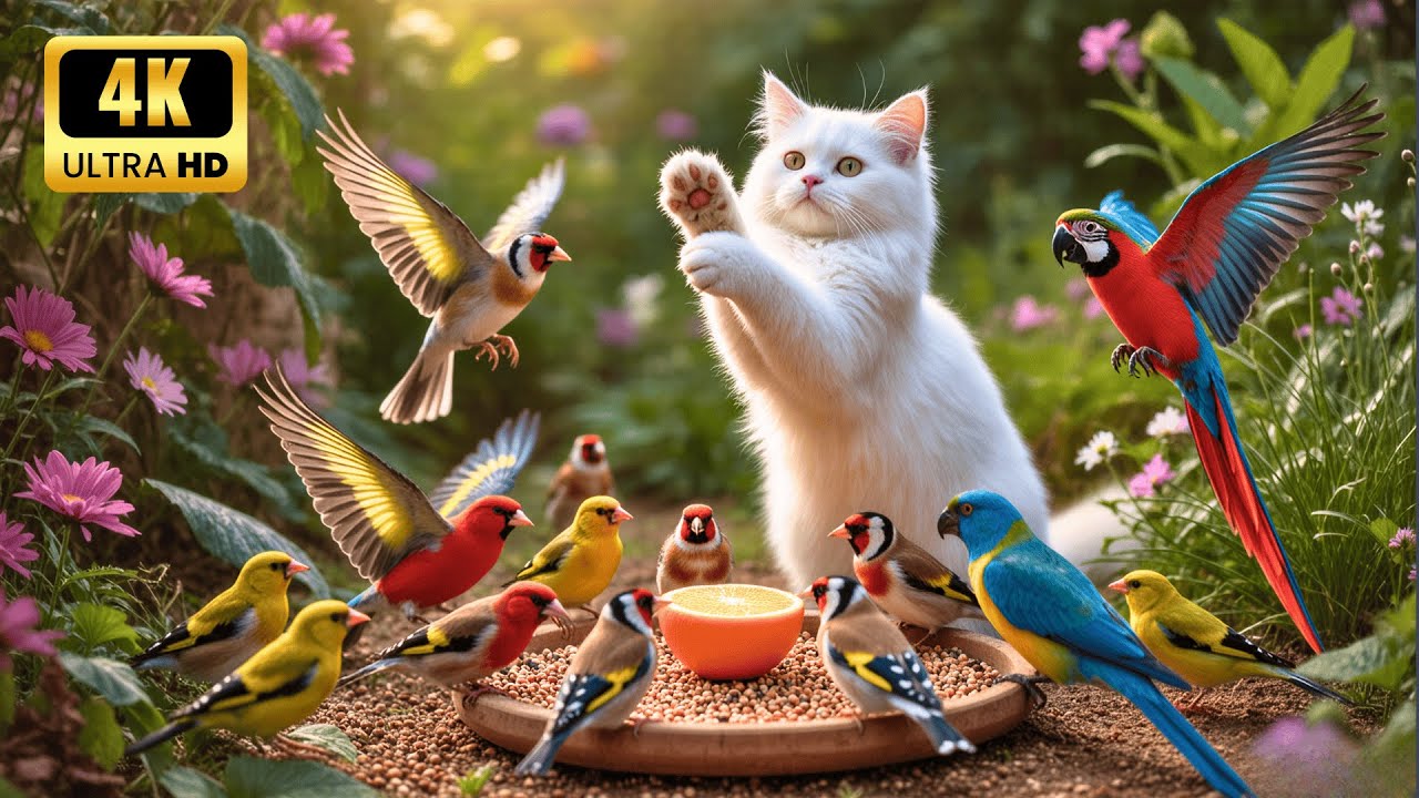 Natural Therapy for Cats When Home Alone | Stunning Birds in 4K for Cats to Enjoy 🐾🌸