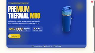Thermal Mug Landing Page Using HTML CSS & JavaScript | Responsive Product Website Tutorial
