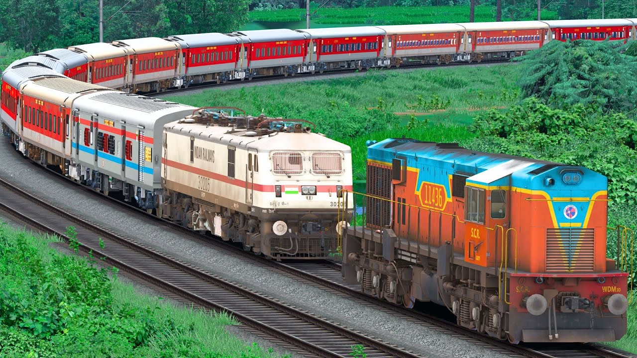WDM3D RESCUE WAP7 LHB EXPRESS TRAIN | BUMPY RAILROAD | Train Simulator | Railworks | NTG GAMING