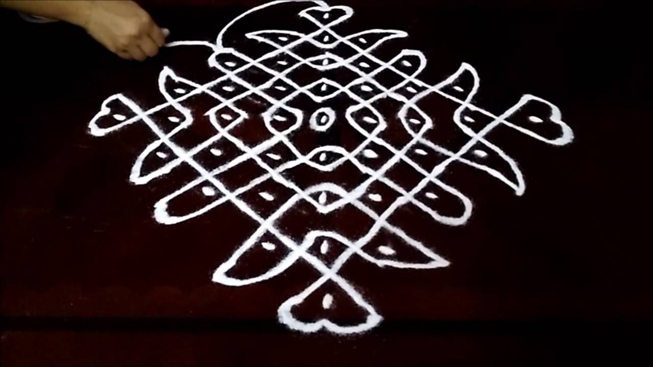 Simple sikku(melikala) kolam with 9-1 straight | chukkala muggulu ...