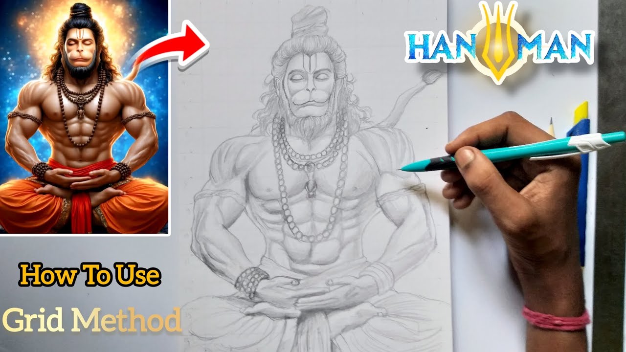 Draw Hanuman Ji Using Python How to Use Grid Method ๐ฑ | Hanuman Ji Drawing Step by Step | Easy Lord ...