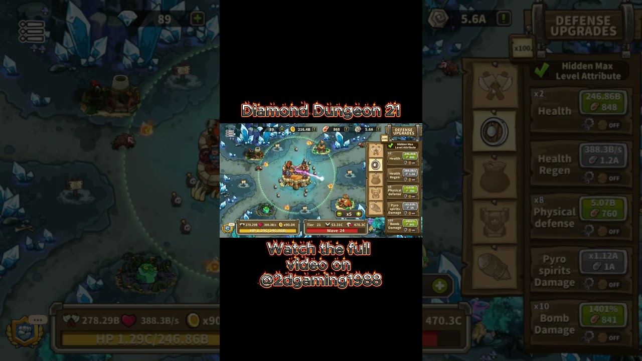 Rush defense: idle TD (diamond dungeon 21)