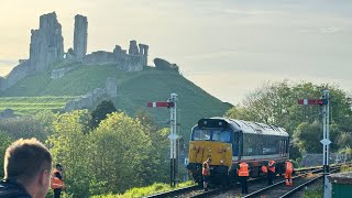 Swanage diesel train gala movements & mayhem including class 50 50026 derailment & sunshine at last