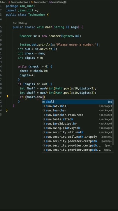 A java program for checkin whether a number is a tech number or not. # ...