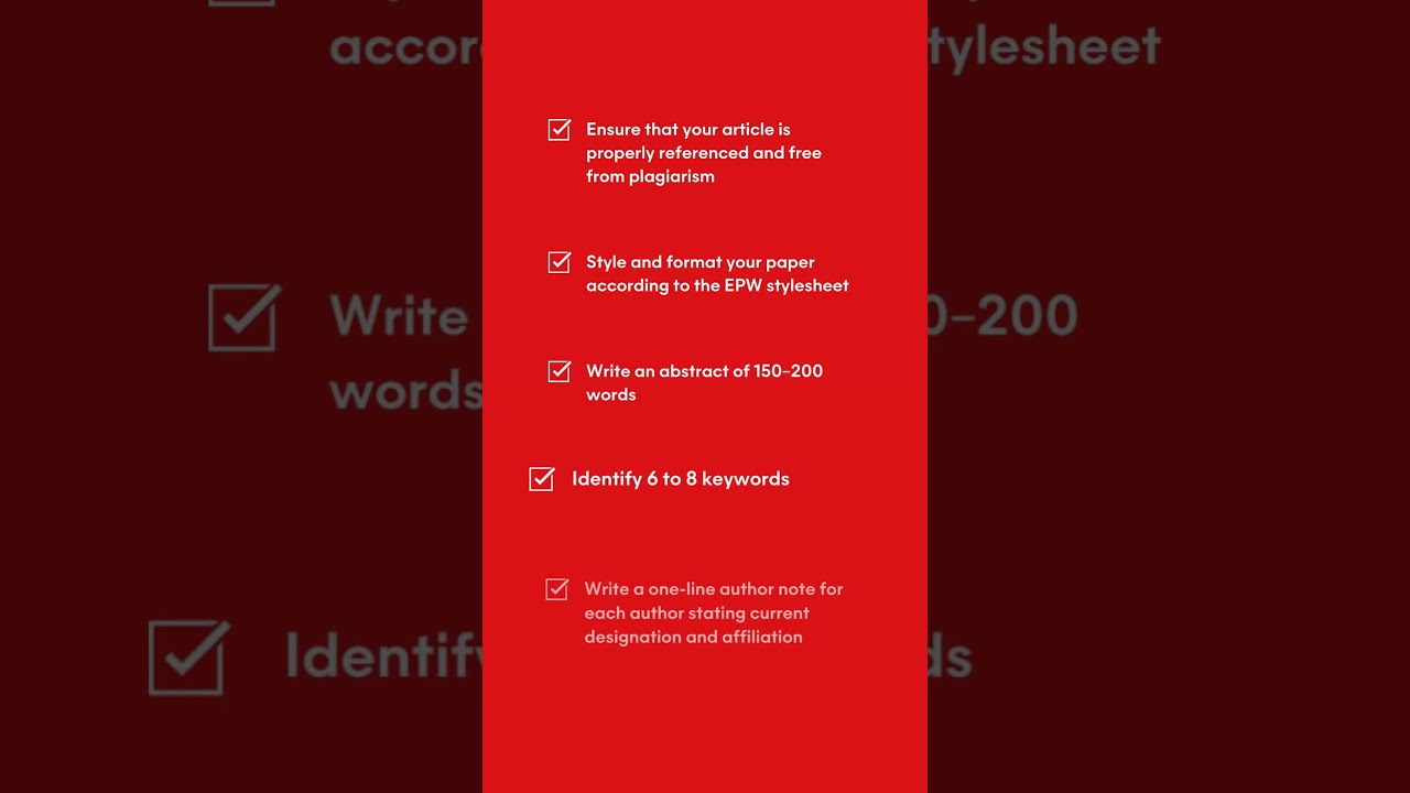 EPW Submission Checklist
