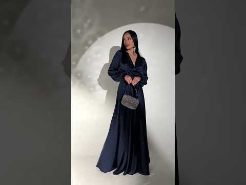 Сукня - максі жіноча довга, в підлогу, на запах, з довгим рукавом, вечірня, нарядна, Білий, S, видео 1