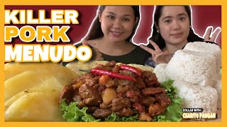 KILLER PORK MENUDO + 6 CUPS OF RICE MUKBANG | COLLAB @CharitoPangan @sevillafamvlogs9625