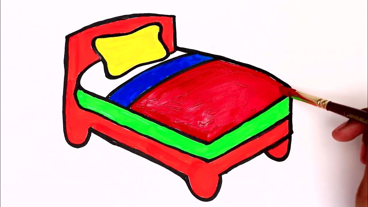 DRAWING BED STEP BY STEP, EASY SIMPLE BED DRAWING BED DRAWING EASY DRAW