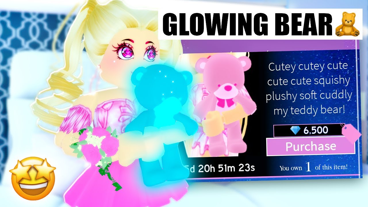 I Bought The New Glowing Plushie Teddy Bear Roblox Royale High Youtube - roblox teddy bear roblox