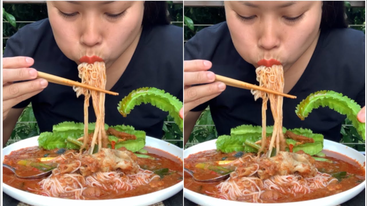 ซดขนมจีนน้ำยากะทิตีนไก่😋🍝สั่งถั่งเช่าไลน์ไอดี@joei