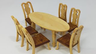 Mini dining table set from popsicle, dollhouse