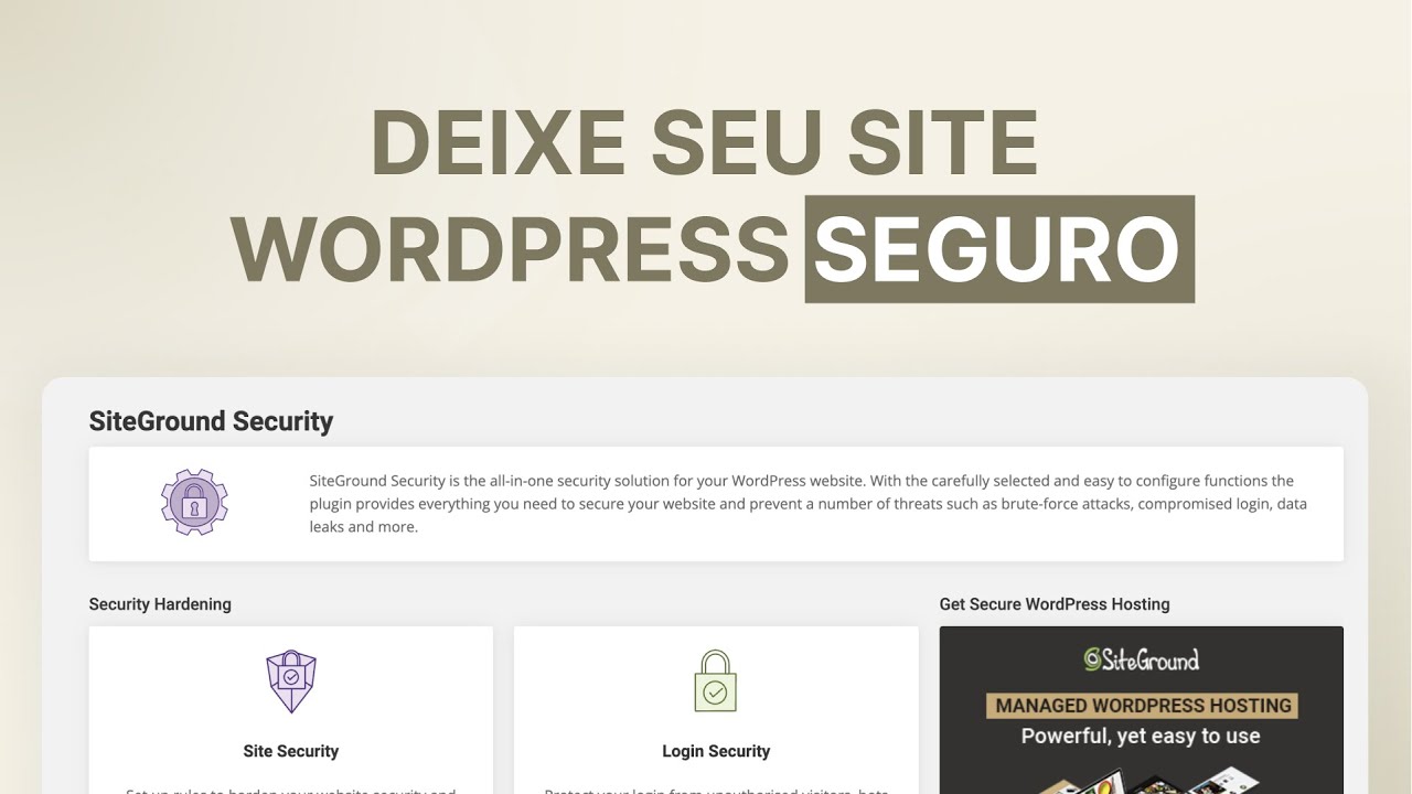 CONFIGURANDO O PLUGIN SITEGROUND SECURITY - YouTube