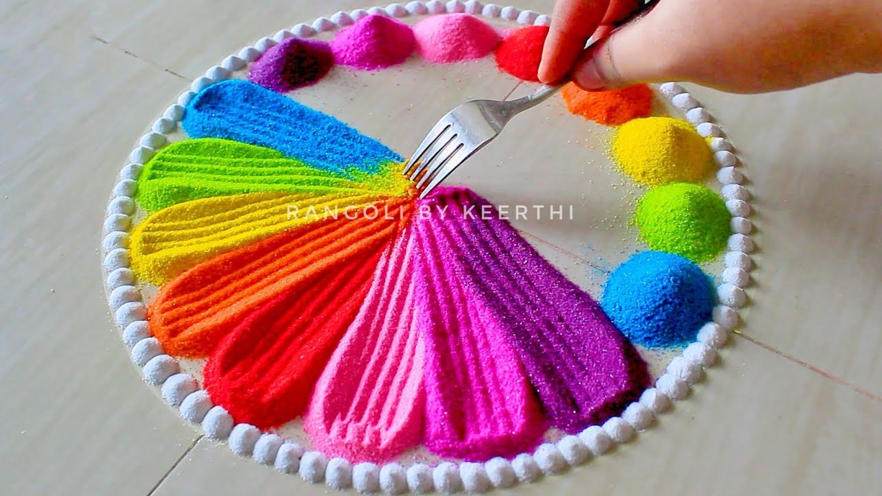 Simple rangoli design fork l rangoli l easy rangoli designs with ...