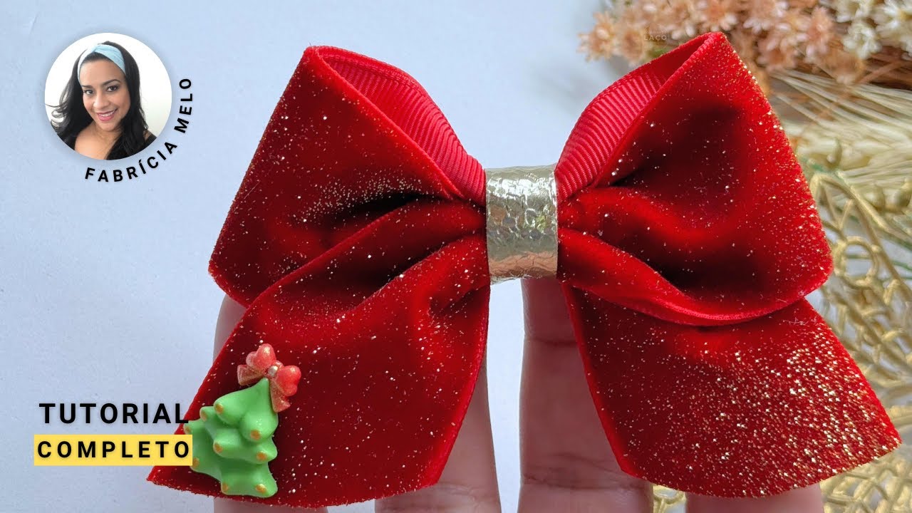 Laço Cruzado com pontas passo a passo fácil para o Natal 