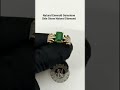 Natural Emerald Gemstone Ring. 14K Yellow Gold Ring. Side Natural Diamond. #luxuryjewelry #ring