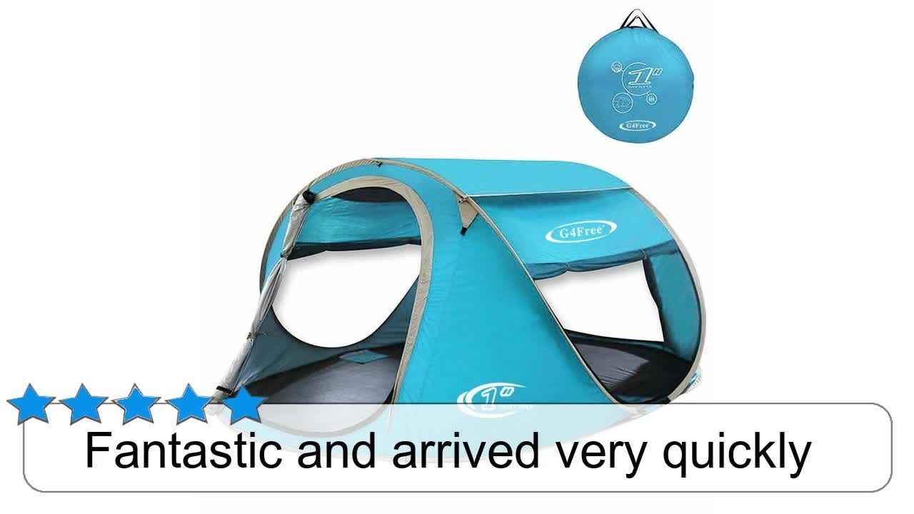 G4Free Pop Up Tent 3 4 Person Automatic and Instant Setup Sun Shelter ...