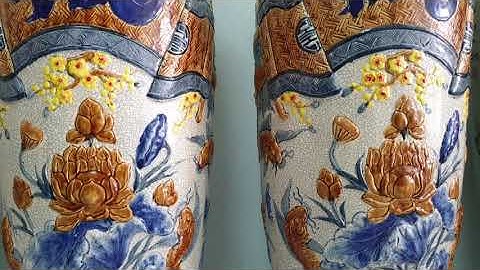 Lục bình cao cấp phúc đức đắp nổi men rạn