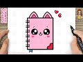 How to draw a cute kitty notebook simple  easy for kids