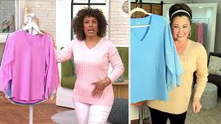 Belle by Kim Gravel TripleLuxe Knit Drama Sleeve Top auf QVC