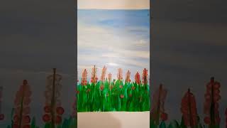Acrylic painting 🖌️🎨 on normal A4 size offset paper. Flower garden painting 🎨 🌺#shorts #acrylicpaint