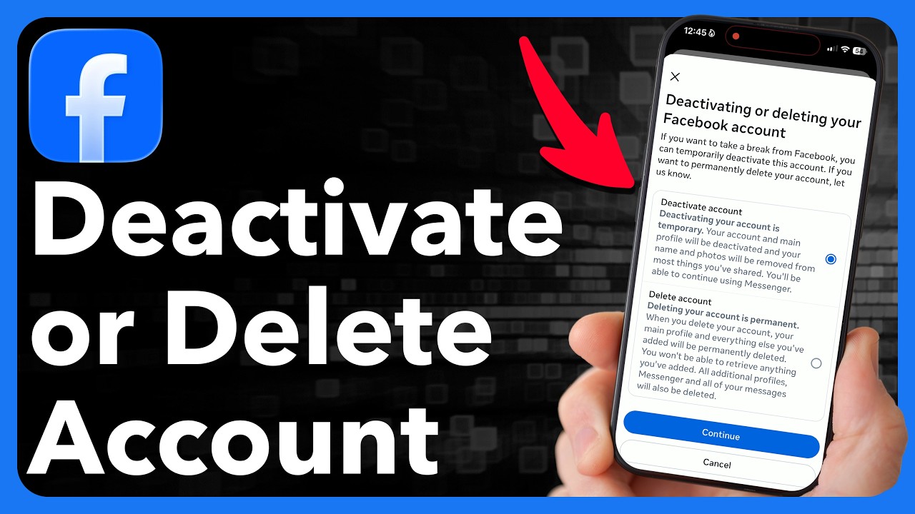 How To Deactivate Or Delete Facebook Account - YouTube