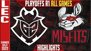 G2 vs MSF Highlights ALL GAMES | Playoffs Round 1 LEC Summer Split 2022 G2 Esports vs Misfits Gaming