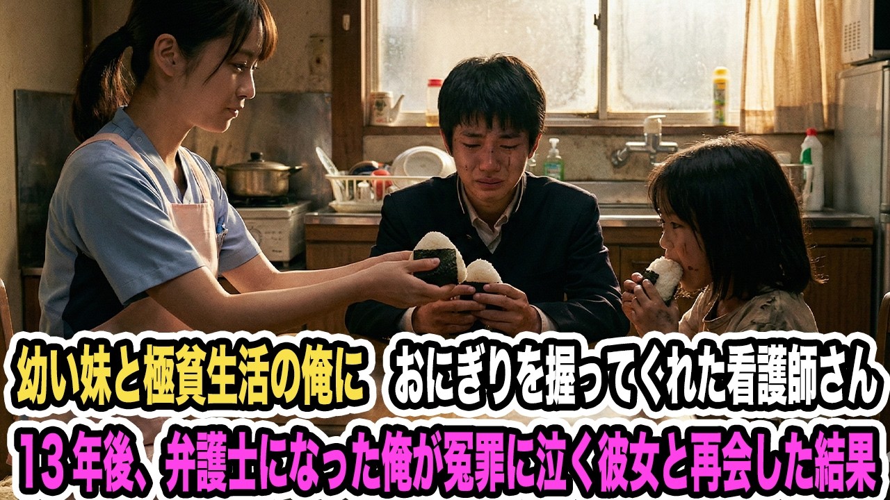 幼い妹と極貧生活の俺におにぎりを握ってくれた看護師のお姉さん→13年後、天才弁護士になった俺が有罪率99.9%の冤罪に泣く彼女と再会した結果【感動する話】