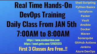 Celebrity New DevOps & Python Daily Training JAN 5th 7AM to 8AM-Shell-Terraform-Docker-Jenkins-ADO Wealth