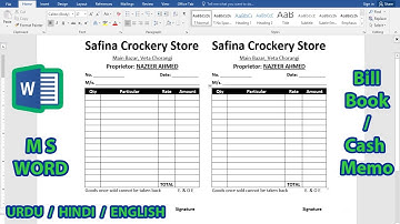 Make a Bill Book / Cash Memo Printable on MS Word