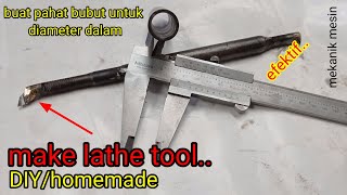 How to Make Lathe tools | Buat Pahat Pisau Bubut Untuk Diameter Dalam d Las Kuningan Welding Cutting