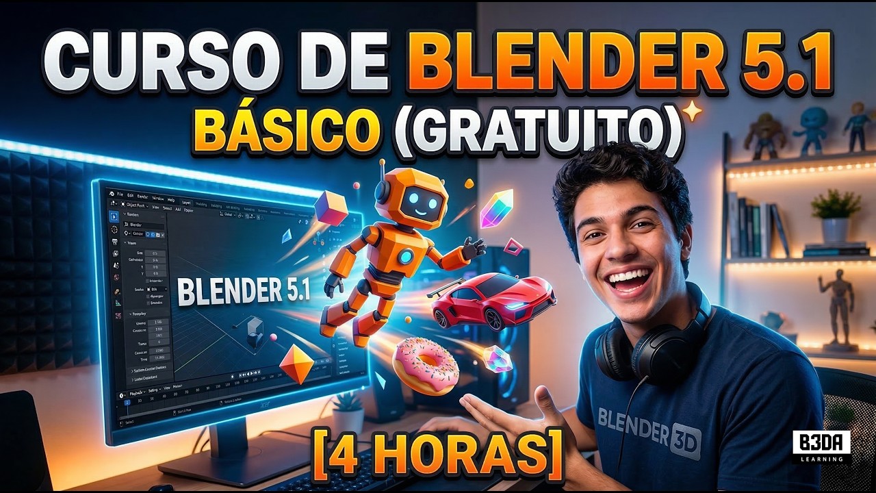 Curso de Blender Gratuito e Completo — Aprenda Blender 5.1 do Zero [4 ...