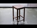 Squarerule furniture  making  walnut high stool