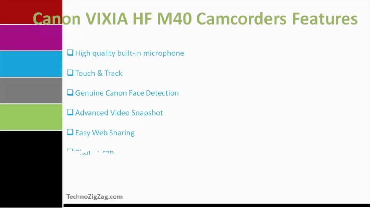 Canon VIXIA HF M40 Camcorders Features