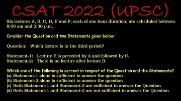 2022/27 __ CSAT PYQ 2022 __ Six lectures A, B, C, D, E and F, each of one hour duration.............