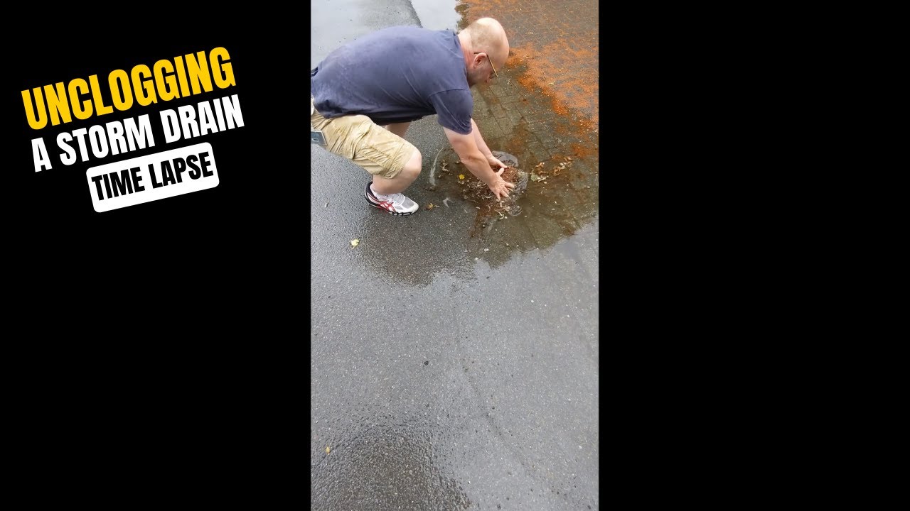 #074-1 - Time Lapse - Draining a storm drain on a parking lot during ...