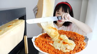 3 Packs Fire Noodles With Melted Cheese Real Sound Mukbang I Craved For Fire Noodles So Much D