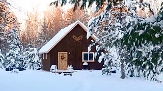 Off Grid Cabin Life: 35F Cold Winter Weather, Building Wood Bins