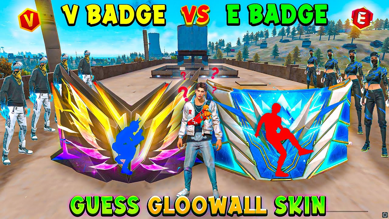V Badge vs E Badge Gloowall Skin Challenge | Gloowall vs Gloowall Fight On Factory Roof | Free Fire