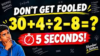 🤯 Can You Solve This in 5 Seconds 30 + 4 ÷ 2 − 8 =  | Math Challenge