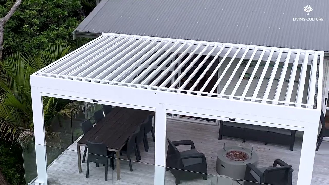 Custom Louvred Pergola with Blind Wall | Living Culture