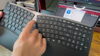 Nulea RT07B Wireless Ergonomic Keyboard   Split Keyboard, Wrist Rest, Natural Typing, Bluetooth and